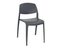 A gray plastic chair on a white background