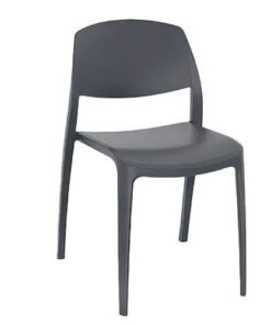A gray plastic chair on a white background