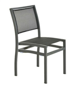 A drak grey chair on a white background