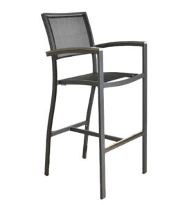 A drak grey barstool on a white background
