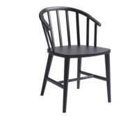 A black wooden chair on a white background