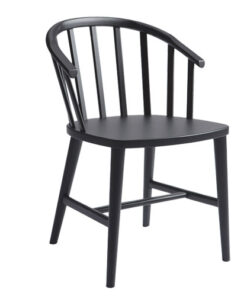 A black wooden chair on a white background