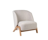  A white chair with a wooden frame