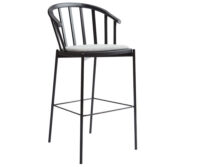 A black bar stool with a white seat