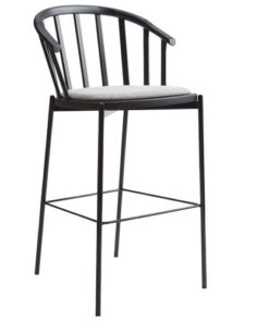 A black bar stool with a white seat