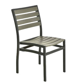 A wooden and metal chair on a white background